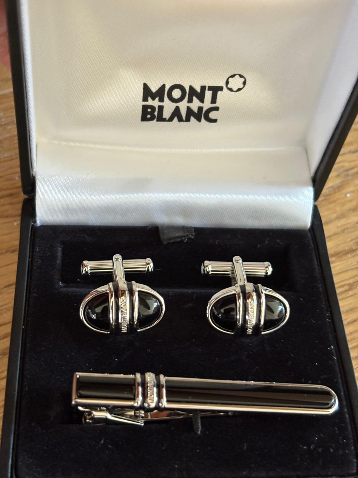 Montblanc cufflinks and tie bar set