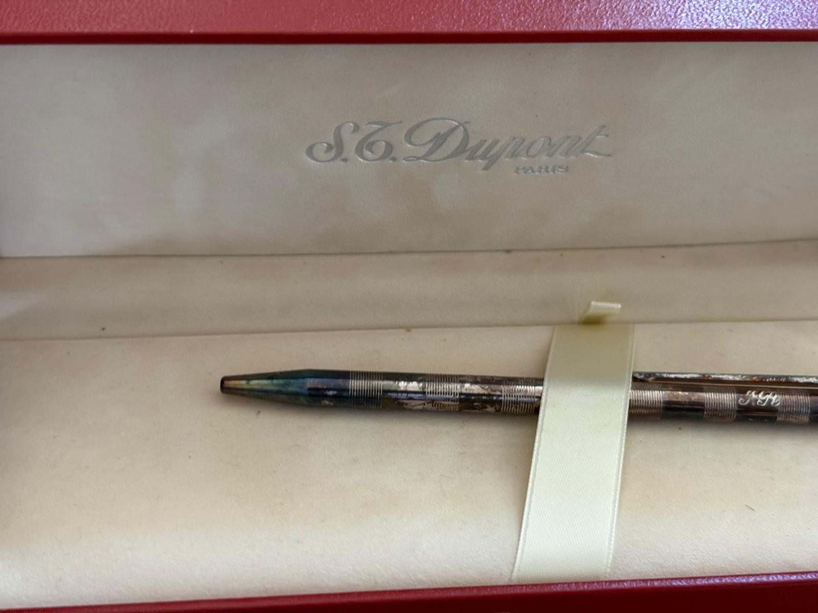 S.T. Dupont silver-toned striped slim pen