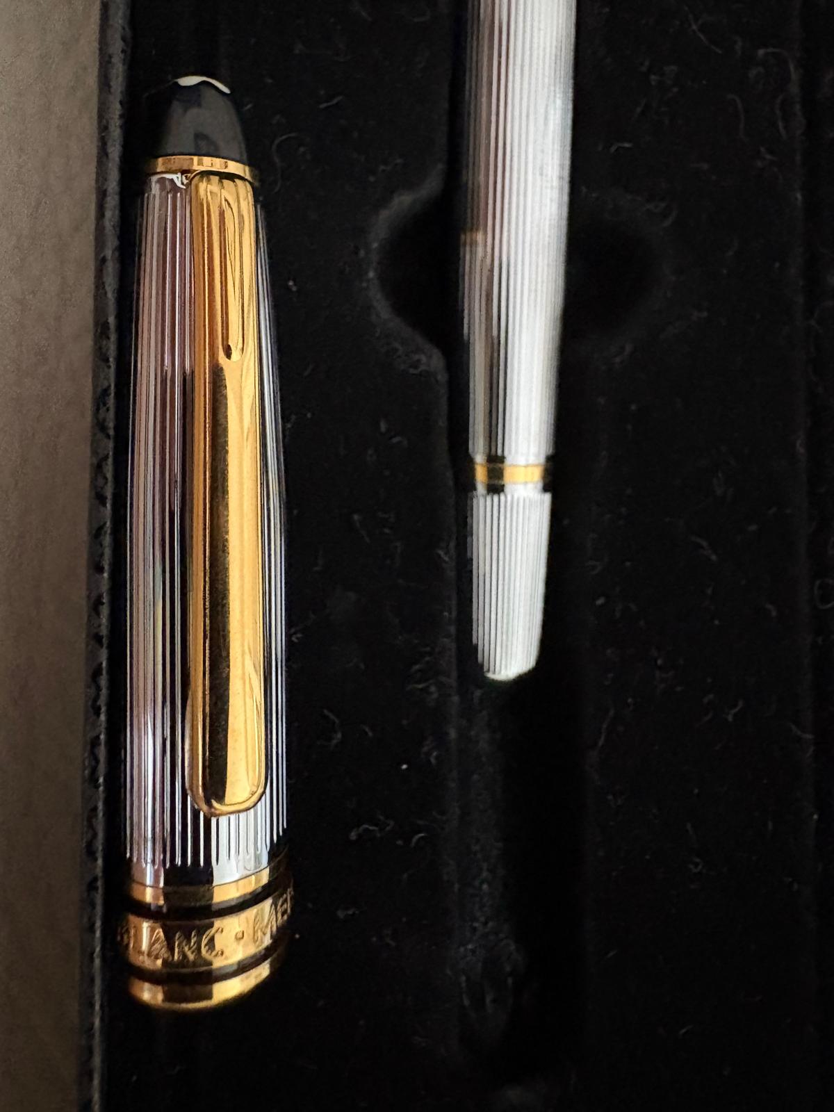 Montblanc Meisterstück Solitaire 144 pinstripe fountain pen with converter and cap